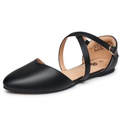 PRICES MAY VARY. V-SHAPED DESIGN FLATS FOR WOMEN - The stylish women's flats feature a V-shaped design and with a crisscross can make your foot look elegant. The Adjustable buckle of these women's flats shoes can customize the fit of the shoes for comfort and security. By tightening or loosening the buckle can adjust the shoe to fit the foot snugly. Closed-toe ballet flats shoes design can offer more comfort and support to the toes which stand out in both formal and informal settings. VERSATILE Nude Flat Shoes, Dressy Flats Shoes, Flats For Work, Mules Shoes Flat, Dressy Flats, Nude Flats, Buckle Fashion, Flats For Women, Buckles Fashion