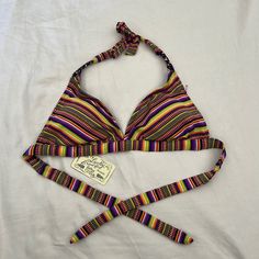 Lucky Brand Bikini Bottoms - Multicolored Multicolor Halter Top For Beachwear, Multicolor Triangle Halter Top For Festival, Summer Multicolor Triangle Halter Top, Multicolor Retro Swimwear For Beach Season, Multicolor Retro Swimwear For Beach Party, Retro Multicolor Swimwear For Beach Season, Vibrant Triangle Top Swimwear For Festivals, Retro Multicolor Swimwear For Beach Party, Retro Multicolor Swimwear For Sunbathing