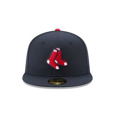 the boston red sox'new era 59fifty fitted cap is shown in navy