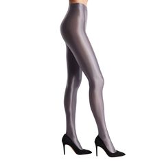 High Heel Jungle's Satin Finish Tights feature a luxurious satin feel, futuristic design in these super opaque tights. Stretchy sheen and ultra opaque for a fashion-forward look that adds instant cool to your day to night look.  Fit: Flattering high waisted comfort and footed. Cold Handwash.  Dry Flat. Elegant Party Leggings Tight Fit, Elegant Party Leggings With Tight Fit, Elegant Tight Leggings For Party, Elegant Full-length Compression Tights, Elegant Full Length Compression Tights, Elegant Shiny Fitted Bottoms, Elegant Fitted Shiny Bottoms, Sleek Solid Tights For Night Out, Sleek Solid Color Tights For Night Out