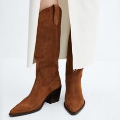 Bnwt Size 38 Uk 5 Us 7.5 Mango Cowboy Boots, Mango Shoes, Suede Cowboy Boots, Cowboy Boots, Cowboy, Mango, Size 7, Women Shoes, Boots