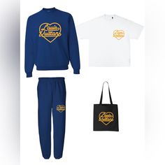 Purchase Includes Sweatshirt, Sweatpants, T-Shirt + Free Canvas Tote. Custom Handmade Sets. Unisex Brand New Sizes S-2xl Casual Blue Sets For Streetwear, Blue Sets With Graphic Print And Relaxed Fit, Blue Sporty Crew Neck Set, Free Tote, Free Canvas, Blue Man, Canvas Tote, Color Blue, Sweatpants