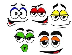 cartoon faces with different expressions and eyes