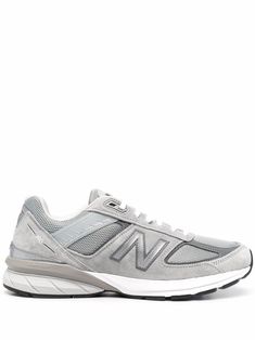 Gray New Balance High-top Running Sneakers, Gray Running Shoes With Translucent Outsole For Jogging, Gray Mesh Sneakers For Light Sports, Gray Lace-up Sneakers With Air Cushioning, New Balance Gray Running Shoes With Boost Midsole, Gray High-top Running Shoes Medium Fit, Gray Mesh Sneakers With Rubber Sole, New Balance Gray Running Shoes With Rubber Outsoles, Gray Sneakers With Vibram Sole