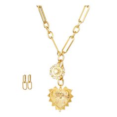 PRICES MAY VARY. 【Hypoallergenic Material】:This Chunky Gold Sun Heart Pendant Necklace is crafted in high quality18K real gold plated brass,lead free and nickel-free making it suit for any sensitive skin.The gold plating adds a touch of elegance and durability,ensuring your necklace maintains its luster for years to come 【Versatile Design】:Elevate your style with this exquisite Chunky Charm Gold Necklace.Crafted with meticulous attention to detail,this necklace features a delicate heart pendant