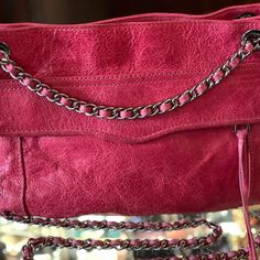 Great Condition Rebecca Minkoff Purse Can Be Shoulder Bag Or Cross Body Leather The Color Is Original Color Between Red And Hot Pink Color That How It Is The Color Metal Chane In And Out Side Clean Hot Pink Color, Rebecca Minkoff Bag, Shoulder Purse, Rebecca Minkoff, Pink Red, Pink Color, Cross Body, Hot Pink, Size 12