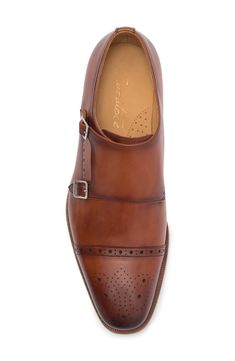 This double monk-strap shoe is shaped from burnished full-grain leather with rich brogue detailing to complete your favorite look. Leather upper, lining and sole Imported Leather Slip-on Monk Strap Shoes With Round Toe, Brown Leather Monk Strap Shoes For Semi-formal, Brown Monk Strap Slip-on Shoes In Calf Leather, Semi-formal Leather Monk Strap Shoes With Buckle, Brown Leather-lined Monk Strap Shoes For Business, Monk Strap Shoes Men, Double Monk Strap Shoes, Double Monk Strap, Monk Strap Shoes