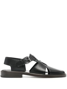 LEMAIRE Fisherman Leather Sandals - Farfetch Classic Leather Sandals With Rectangular Buckle, Designer Leather T-strap Sandals With Buckle, Classic Leather T-strap Sandals With Buckle, Modern Leather T-strap Sandals With Buckle, Fisherman Sandals Women, Leather Fisherman Sandals, Latest Sandal, Fisherman Sandals, Leather Platform Sandals