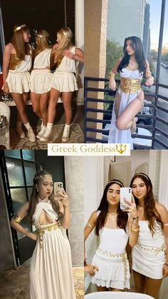 Looking for cute, hot, and trendy Halloween costumes for women? Our post has 40+ creative and fun DIY ideas, as well as easy last-minute options. Perfect for anime fans, work functions, trios, duos, groups, and besties. Great for college students and those with black, blonde, brunette, or red hair. Find your perfect matching Halloween costumes for 3 here! #halloween #halloweencostumeideas #costumesforwomen #costumeidea Golden Greek Goddess Costume, Aphrodite Costume Ideas, Simple Goddess Costume, Athena Cosplay Goddesses, Goddesses Halloween Costume, Greek Goddess Group Costume, Green Goddess Halloween Costume, Greek Goddesses Halloween Costumes, Halloween Costumes Women Greek Goddess