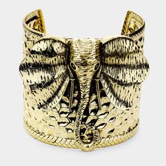 Size : 2.5" H Cuff Cow Bracelet, Bohemian Elephant, Gold Elephant, Metal Cuff Bracelet, Elephant Bracelet, Elephant Head, Open Bangle, Gold Bracelet Cuff, Bracelet Cuff