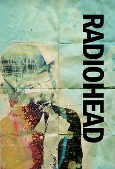 the poster for radiohead shows a man in a suit with a hat on his head