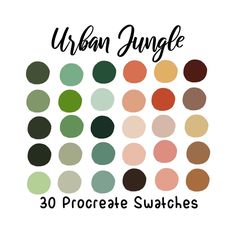 the words urban jungle in black and white are surrounded by different colored circles on a white background