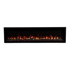 an electric fireplace with bright flames