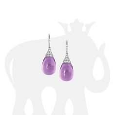 JE0056-AL 'Naughty' Lavender Amethyst Drop Earrings with Diamonds in 18K White Gold Stone Size: 19 x 12 mm Diamonds: G-H / VS, Approx Wt: 0.75 Cts Blue Chalcedony Earrings, Lavender Amethyst, Chalcedony Earrings, Gold Stone, Women Accessories Jewelry, Blue Chalcedony, 18k Rose Gold, Rose Quartz, Pink Purple