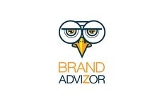 an owl with glasses on it's head and the words brand advizor