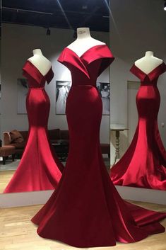 Red Evening Gown, Robes Glamour, Red Mermaid, Mermaid Evening Gown, Off Shoulder Gown, Evening Gowns Elegant, Backless Prom Dresses, Red Prom, فستان سهرة