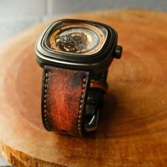 This SevenFriday Watch Band is made from premium cowhide leather which is done by hand on every single stages ,with traditional way to create strap. Include Buckle ( available Black and Silver color ) Special custom made 28mm taper to 24mm band, will fit perfectly to your watch Special custom made 26mm taper to 22mm band, will fit perfectly to your watch Strap : Material : Genuine Premium Leather, The Patina will develop in the leather during wearing time. The leather is soft and very comfortabl Sevenfriday Watch, Distressed Brown Leather Strap Watch Accessories, Rugged Leather Watch Strap, Red Leather Strap For Watches, Panerai Straps, Distressed Brown Leather Strap For Watch, Leather Watch Bands With Adjustable Strap, Rectangular, 38mm Apple Watch Band, Brown Leather Strap