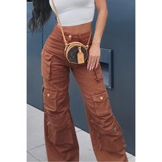 12” High Rise Cargo Jeans; Wide Leg; Loose Fit; Non Stretch Denim; All Over Cargo Pockets; 100% Thick Cotton; Color: Brown **Brand New** Smoke Free/Pet Free Home Waist: 30.5 - 32 Hips: 41.5 -43 Burnt Orange Cargo Pants Outfit, Utility Brown Jeans For Fall, Brown Utility Jeans For Fall, Non-stretch Casual Cargo Jeans For Spring, Brown Cargo Jeans For Fall, Non-stretch High Rise Casual Cargo Pants, Casual Brown Jeans With Side Pockets, High Waist Brown Cotton Cargo Pants, Brown Cargo Jeans With Side Pockets For Fall