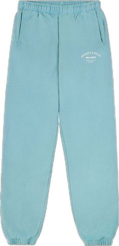 Blue Relaxed Fit Joggers With Ribbed Waistband, Blue Joggers With Ribbed Waistband And Relaxed Fit, Blue Relaxed Fit Pants With Ribbed Waistband, Sporty Blue Pants With Straight Hem, Casual Light Blue Pants For Streetwear, Light Blue Cotton Pants For Streetwear, Sporty Blue Straight Leg Sweatpants, Blue Straight Leg Sweatpants For Sports, Blue Pants With Elastic Cuffs For Loungewear