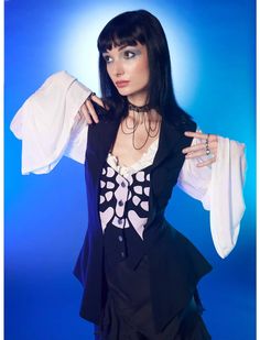 Corpse Bride Skeleton Hi-Low Waistcoat Vest Corpse Bride Skeleton, Corpse Bride Icons, Cage Fashion, Contrast Top, Tall Hoodies, Girls Outerwear, Corpse Bride, Plus Size Fits, Outerwear Vest