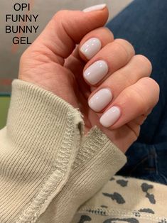 Opi Gel White Shades, Opi Gel Polish Manicure, Funny Bunny Gel Manicure, Opi Bunny Nail Polish, Gel Nail Polish Natural Nails, Ivory Gel Nails, Opi Gel White Colors, Opi Gel Manicure Ideas