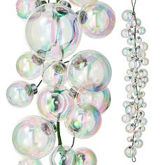 a bunch of soap bubbles hanging from a string