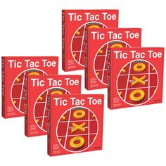 five tic tac toe books in red covers