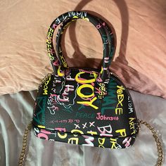 Mini Graffiti Bag. Nwot. Comes With Removable. Chain Strap. Cute Bag. Not Leather. Please Review Pictures For Measurements Graffiti Bags Handbags, Balenciaga Graffiti Bag, Cute Bag, Chain Strap, Mini Bag, Graffiti, Bag Lady, Chain, Women Shopping