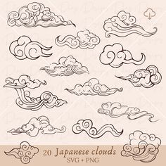 20 japanese clouds svg - png