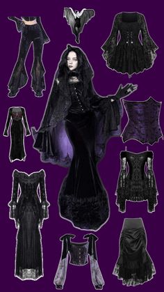 #goth #romantic #purple #alt #Pinterest #outfit #inspo #lace #bat #velvet #dark # spooky #witch Romantic Goth Outfits, Witch Aesthetic Outfit, Trad Goth Outfits, Goth Outfit Inspo, Purple Goth, Goth Outfit Ideas, Afro Punk Fashion, Vampire Clothes