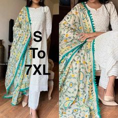 Elevate your Indian festival look with this stunning Handmade Salwar Kameez Set! 💃 Made with Off White Cotton fabric and intricate Chikankari Embroidery Sequence Work, it's perfect for weddings, festivals, and parties. 🌟🌸 #IndianFashion #FestivalWear #Handmade #SalwarKameez #Chikankari #WomenFashion  #eBay #eBayStore #eBaySeller #Indian #WinterSummerAndSpring #OffWhite #Handmade #SalwarKameez #India #RoundNeck #Women #BelowTheKnee #YesFullyStitched #Cotton Chikankari Embroidery, White Cotton Fabric, Indian Festival, Sequence Work, Indian Festivals