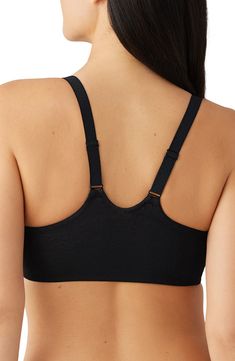 A perfect complement to sleeveless outfits, this front-close bra features stretch-foam cups and special smoothing fabric at the racerback and sides. Front clasp closure 86% nylon, 14% spandex Hand wash, line dry Imported Fitted Racerback Bra With Built-in Padding, Seamless Underwire Black Sports Bra, Black Bra With Adjustable Straps And Medium Support, Stretch Racerback Bra With Built-in Support, Stretch Racerback Bra With Built-in Bra, Black Push-up Sports Bra With Removable Pads, Push-up Black Sports Bra With Removable Pads, Fitted Nursing Bra For Workout, Fitted Sporty Nursing Bra