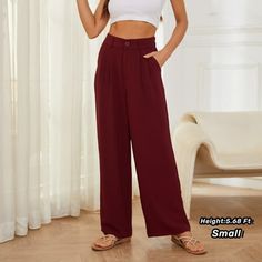 Uvplove Casual Wide-Leg Trousers is the perfect blend of style, comfort and versatility. These trousers promise to be a quality addition to your wardrobe, meeting your needs for any occasion, be it dressy or casual. The trousers are not just an item of clothing, but an investment in your comfort and style. Designed for the modern woman, these trousers allow you to express your unique temperament while staying in style. The wide-leg design not only adds a touch of trendiness, but also ensures ult Business Pants, Lightweight Pants, Loose Trousers, Work Wear Women, Work Casual, Dressed Down, Wide Leg Trousers, Wine Red, High Waisted Pants