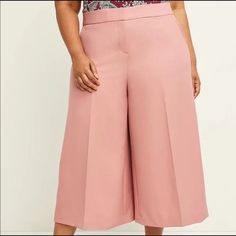 Nwt Lane Bryant The Allie Wide Leg Crop Pants Dress Tailored Stretch - Size 26 Culottes Palazzo Pants Waist Is 24 Inches Inseam Is 20 Inches Knee-length Pink Bottoms For Workwear, Pink Knee-length Bottoms For Workwear, Pink Knee-length Bottoms For Work, Plus Size Work, Ankle Dress Pants, Wide Leg Crop Pants, Grey Dress Pants, Wide Leg Cropped Pants, Pants Dress