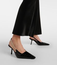 Blake croc-effect leather slingback pumps in black - Saint Laurent | Mytheresa