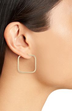 A classic style gets a sleek, modern refresh with a square silhouette and polished finish. Style Name:Bony Levy 14K Gold Square Hoop Earrings (Nordstrom Exclusive). Style Number: 5447491. Available in stores. Square Hoop Earrings, Bony Levy, Classic Style, Shoe Accessories, Hoop Earrings, Sleek, Nordstrom, Yellow Gold, Square