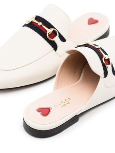 Gucci Princetown Web Stripe Slippers - Farfetch Gucci Princetown Slipper, Striped Slippers, Gucci Princetown, Work Wear Women, Leather Mules, Gucci Mules, New Style, World Of Fashion, White Leather