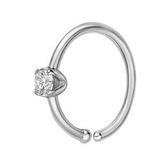 Finish of your look with the eye-catching style of this 14k white gold Lila Moon CZ hoop nose ring. Click on this JEWELRY & WATCHES GUIDE to learn about fit, styles, materials and more! Finish of your look with the eye-catching style of this 14k white gold Lila Moon CZ hoop nose ring. Click on this JEWELRY & WATCHES GUIDE to learn about fit, styles, materials and more! FEATURES Length: 8 mm Gauge: 22G Metal: 14k white gold Plating: rhodium Finish: polished Packaging: boxedSTONE DETAILS Stone typ Silver Hoop Septum Ring With Prong Setting, Silver Septum Ring With Prong Setting, White Gold Prong-set Septum Ring For Anniversary, White Gold Septum Ring With Prong Setting For Anniversary, Silver Hoop Septum Ring For Anniversary, White Gold Hoop Nose Rings, Silver Diamond Septum Ring, Small Hoop White Gold Diamond Rings, White Gold Hoop Nose Rings In Sterling Silver