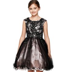 Cinderella Couture Elegant Two Tone Lace And Tulle Dress, Cap Sleeve, Adored With Flower Lace Patch Decorated With Ab Rhinestone. An Elegant A-Line Sleeveless Dress Will Be Great Addition For Your Littles Garderobe. The Back Features A Zipper For Easy Entrance And For Better Fitting And Comfort. Perfect For Small Princesses To Wear On Special Occasions. A Perfect Gift For Your Little Ones!This Is A Perfect Dress For Your Special Occasion. Category: Party Dresses Fabric: Lace/Satin/Tulle Content: Black Princess Dress For Spring Dress-up, Black Princess Dress For Dress-up In Spring, Black Princess Dress For Dress-up And Spring, Black Princess Dress For Spring, Black Princess Style Spring Dress, Black Fitted Sleeveless Princess Dress, Elegant Black Princess Dress For Pageant, Elegant Black Tutu Dress For Pageant, Black Tulle Dress For Pageants