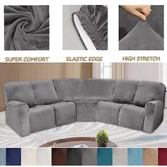 an image of a sectional sofa with multiple colors and options to choose from, including grey