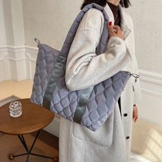 Ansel Women's Large Quilted Handbag | Ultrasellershoes.com – Ultra Seller Shoes Nylon Shoulder Bag For Daily Use In Winter, Winter Nylon Shoulder Bag For Daily Use, Winter Nylon Bags For Shopping, Nylon Shopping Bags, Winter Travel Nylon Shoulder Bag, Winter Nylon Shopping Bags, Winter Shopping Bags Made Of Nylon, Gray Nylon Shoulder Bag, Rectangular Nylon Bag With Adjustable Straps