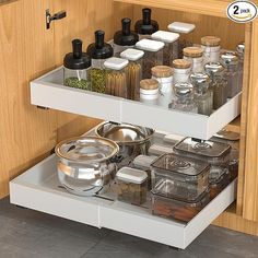 Amazon.com: DEKAVA 2 Pack Pull Out Cabinet Organizer Expandable, Adhesive with Nano Film, Pull Out Drawers for Cabinets in Kitchen, Pantry or Bathroom (White, 21" DEEP) : Home & Kitchen Kitchen Pull Out Drawers, In Kitchen Pantry, Cabinets In Kitchen, Roll Out Shelves, Adjustable Drawer, Pull Out Cabinet, Sink Drying Rack, Fitted Cabinets, Sliding Shelves