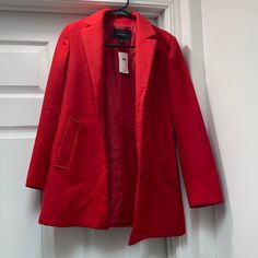 Red Women’s Coat. Super Nice Thick Material. Brand New Nothing Wrong With It! Just A Little Wrinkled. Casual Red Outerwear With Lapel Collar, Trendy Red Outerwear For Work, Red Single Breasted Outerwear With Lapel Collar, Red Winter Workwear Blazer, Red Outerwear With Lapel Collar For Fall, Red Lapel Collar Outerwear For Fall, Chic Red Pea Coat For Winter, Chic Red Winter Pea Coat, Red Winter Blazer For Work