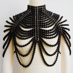 Burlesque Lingerie, Shoulder Necklace, Pearl Statement Necklace, Black Pearl Necklace, Wrap Necklaces, Body Chain Jewelry, Beaded Bags, Bra Styles, Summer Jewelry