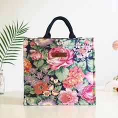 Square Shopping Bag in Beautiful Canvas and Japanese Cotton Fabric - In Pink Peonies Print. Snow Bear, Medium Handbags, Large Handbags, Japanese Cotton, Shopping Tote Bag, Beach Tote Bags, Christmas Bags, Market Bag, Red Flower