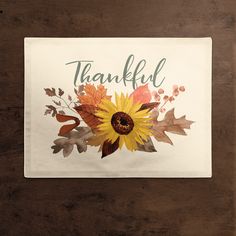 a sticker that says, thank you with leaves and sunflowers on it