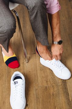 Men's Color Block No-Show Socks #Tiesdotcom #MensFashion #Footwear #Socks White No-show Casual Socks, Casual White No-show Socks, Sneakers And Socks, Red Card, Style Upgrade, No Show Socks, Gentleman Style, Cotton Socks, Pinterest Marketing