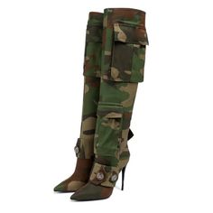 Camo Boots, Creative Clothes, Dg Logo, High Fashion Outfits, Stefano Gabbana, Brown Pattern, Zipper Boots, Pointed Toe Heels, Boot Bag