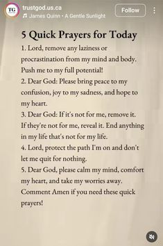 a poem with the words 5 quick prayers for today