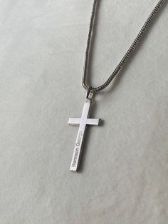 925 Sterling Silver Custom Cross Necklace - Personalized Cross Necklace - Customized Cross Necklace - Custom Birthday Gift for Boyfriend - 925 Sterling Silver Engraved Custom Necklace for Men - Valentines Day Gift for Him - Personalized Men's Jewelry - Birthday Gift for Him - Silver Men Jewelry - Gold Men Necklace - Gift for Father Perfect Gift for Him - Gift for Boyfriend - Gift for Son !Free USA Shipping! DESCRIPTION * AND * DETAILS - Material: 925 Sterling Silver - Finish: Black Rhodium , 14K Spiritual Sterling Silver Cross Necklace For Anniversary, Classic Sterling Silver Necklace For Memorial, Spiritual Cross Necklace With Silver Chain For Gift, Silver Cross Necklace For Father's Day Gift, Classic Engraved Sterling Silver Cross Necklace, Classic Sterling Silver Engraved Cross Necklace, Minimalist Sterling Silver Necklace For Father's Day, Sterling Silver Cross Jewelry For Memorials, Silver Cross Pendant Necklace For Everyday